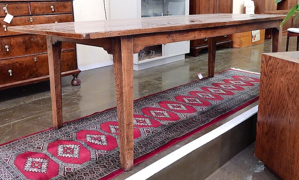 Early 19th C. Oak Triple Plank Top Table, 8'L. (1 of 5)
