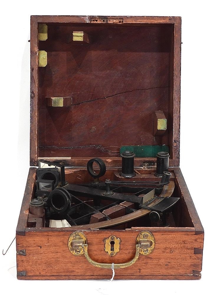 Stackpole & Brother Sextant (9 3/4" L) with Mahogany Case. (1 of 7)