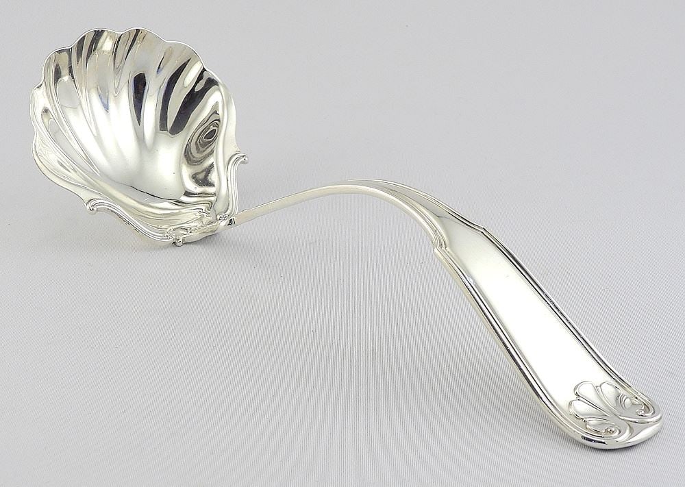 Sterling (marked) Silver Curved Handle Ladle, 10 1/2"L, 175g.: Sterling (marked) Silver Curved Handle Ladle, 10 1/2"L, 175g.