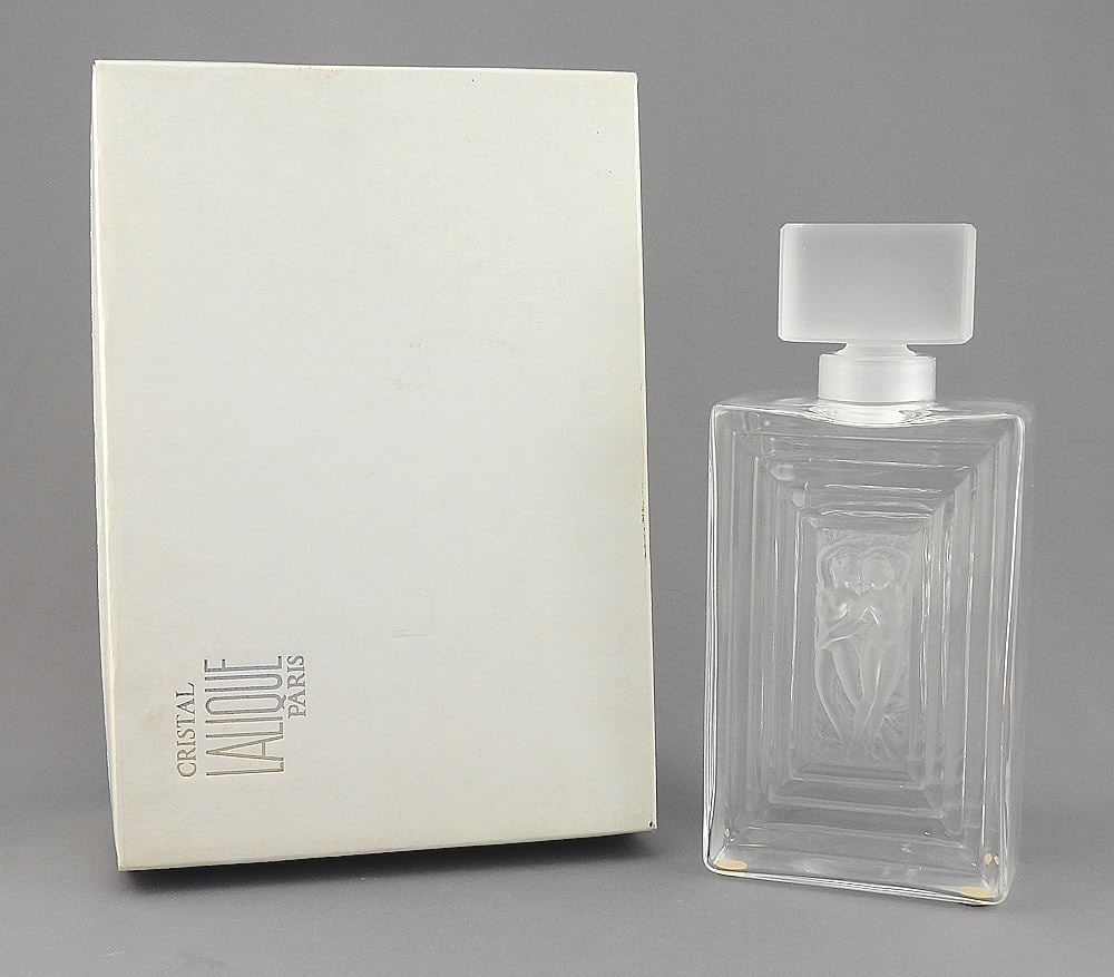 Lalique "Duncan No.3" Perfume Bottle , signed, 7 3/4"h w/Original Box. (1 of 5)