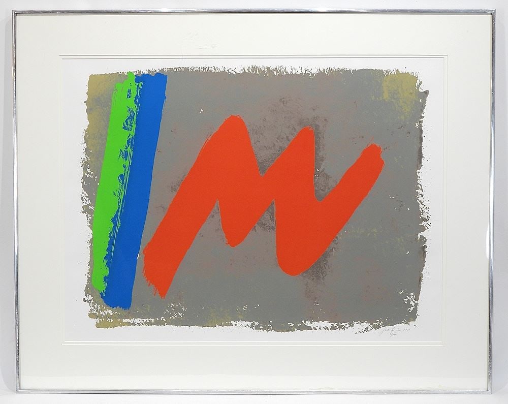 Lithograph signed Jack Bush 1971, 23 3/4 x 32" "Red M" #6/100.: Lithograph signed Jack Bush 1971, 23 3/4 x 32" "Red M" #6/100.