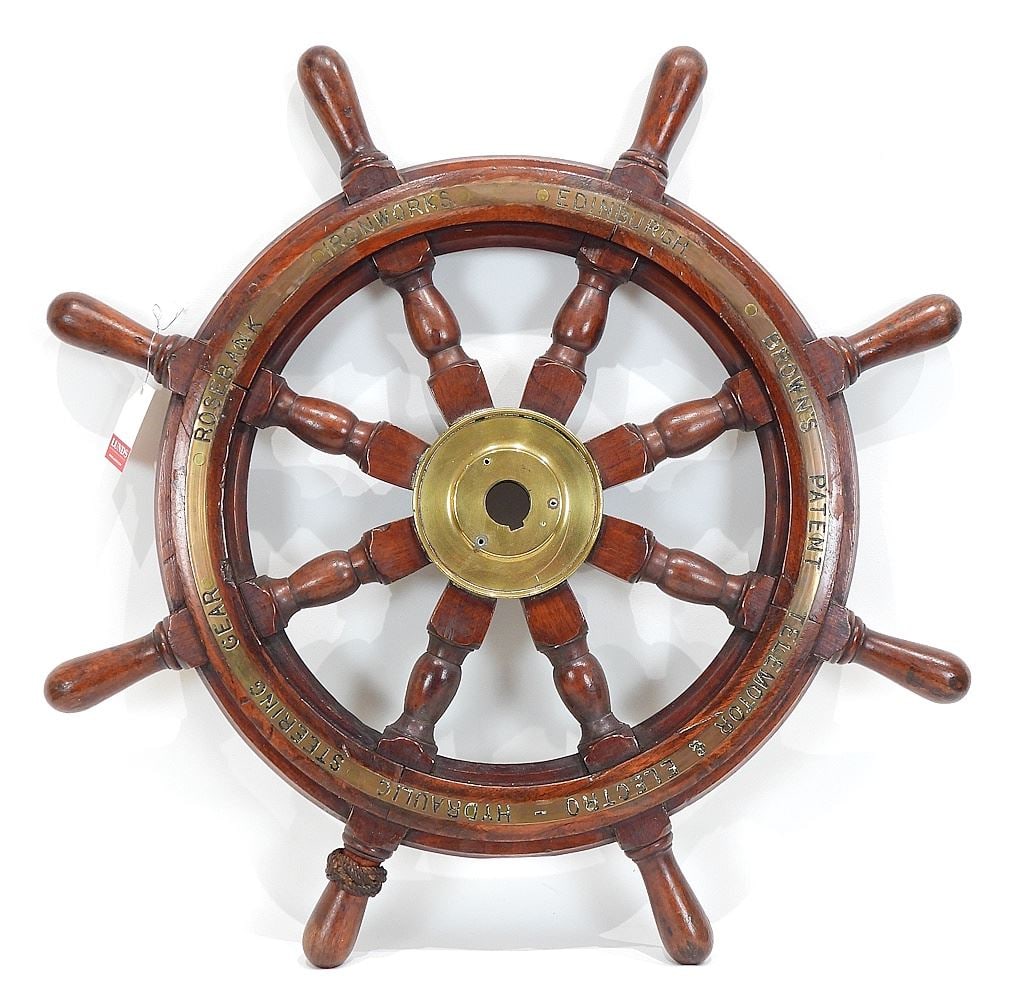 Rosebank Ironworks Edinburgh Ships Wheel, 31" Diameter. (1 of 5)