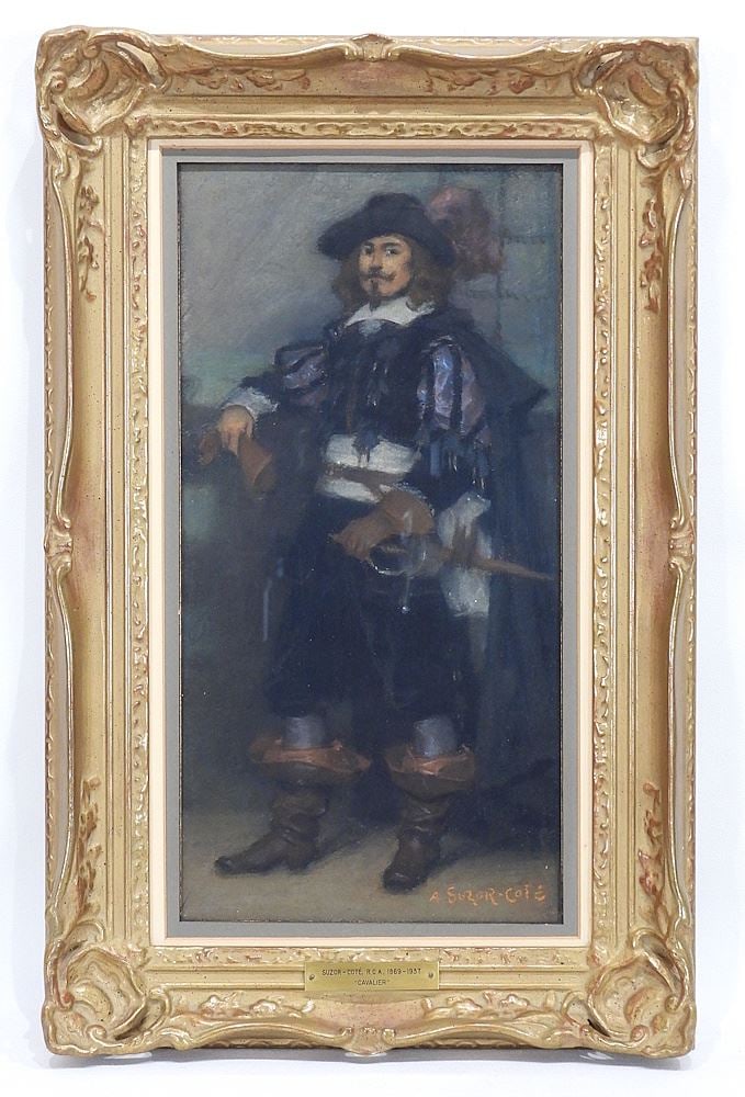 Pastel signed A. Suzor-Cote (Marc- Aurele De Foy), 14 1/2" x 7 1/2", "Cavalier". (1 of 12)