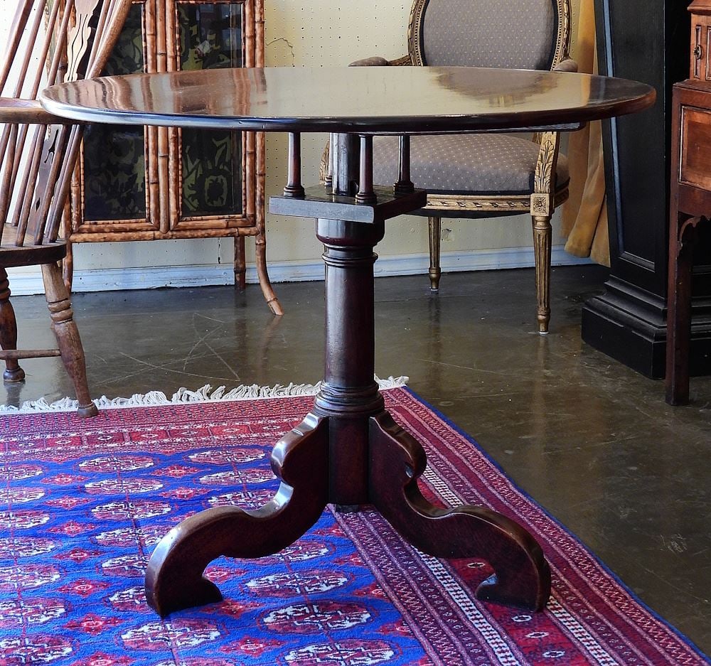 18th C. Mahogany Tripod Table with Birdcage Feature, 27 5/8 x 33 1/8". (1 of 3)