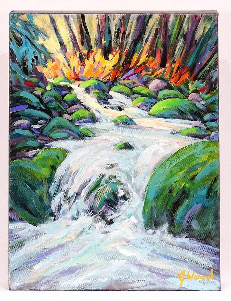 Oil on Canvas signed J. (James) Wood, 12 x 9", "Dream Stream". (1 of 4)
