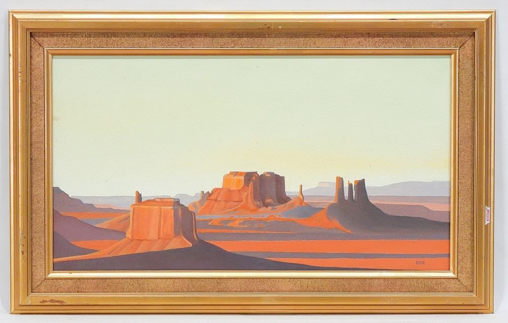 Oil on Board Monogrammed BOS (Bruce Stuart), 10 x 18", "Desert Rock Formations". (1 of 4)
