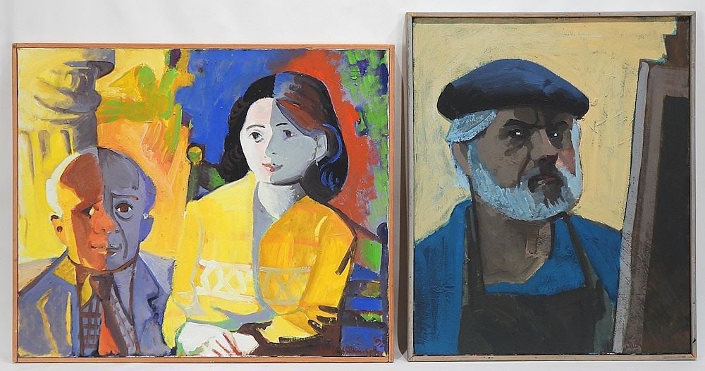 Two Oil on Canvas signed Jack Wilkinson '82/'92, Larger 19 3/4 x 23 3/4", "Homage...". (1 of 9)