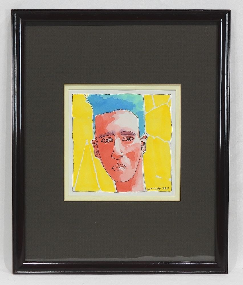 Drawing w/Watercolour signed (Joe) Average 1983, 6 1/2 x 6 1/2", "Portrait of a Young Man". (1 of 4)