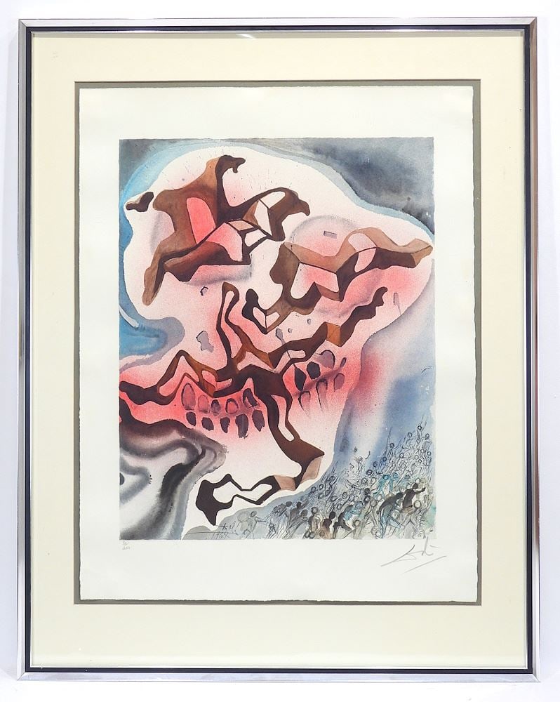 Lithograph signed (Salvador) Dali, 25 1/2 x 19 1/2", "Yea Though I Walk " 1968 #92/250.: Lithograph signed (Salvador) Dali, 25 1/2 x 19 1/2", "Yea Though I Walk " 1968 #92/250.