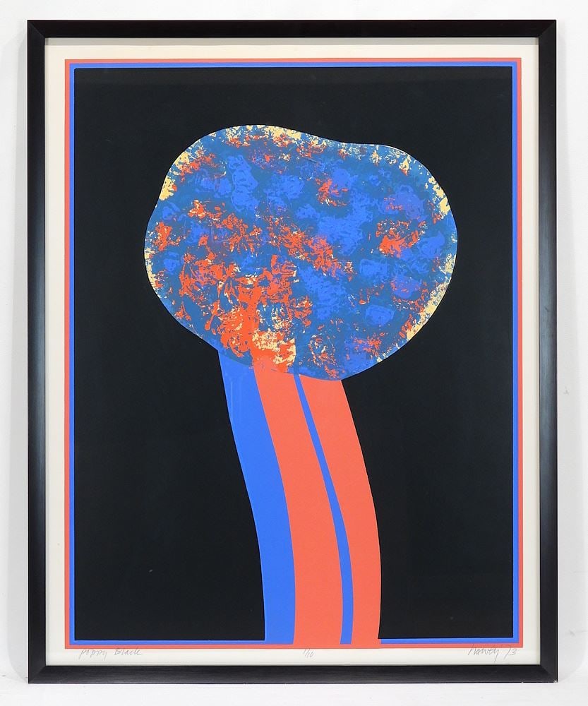Serigraph signed (Don) Harvey '73, 28 x 22", "Poppy Black" #1/10.: Serigraph signed (Don) Harvey '73, 28 x 22", "Poppy Black" #1/10.