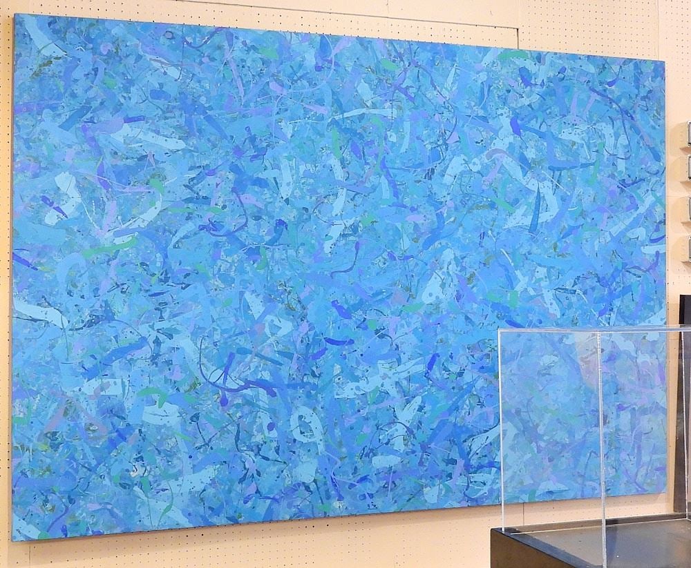 Oil on Canvas signed Ray Clements 88' Verso, 66 x 93 1/2" "Blue Nebula ".: Oil on Canvas signed Ray Clements 88' Verso, 66 x 93 1/2" "Blue Nebula ".