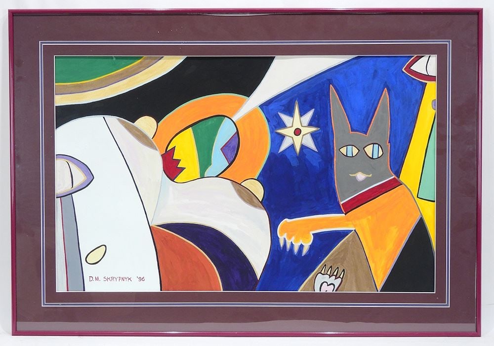 Mixed Media on Paper signed D. (David) M. Skrypnyk, 16 1/2 x 26 1/2 ", "La Catastra" 1996. (1 of 5)