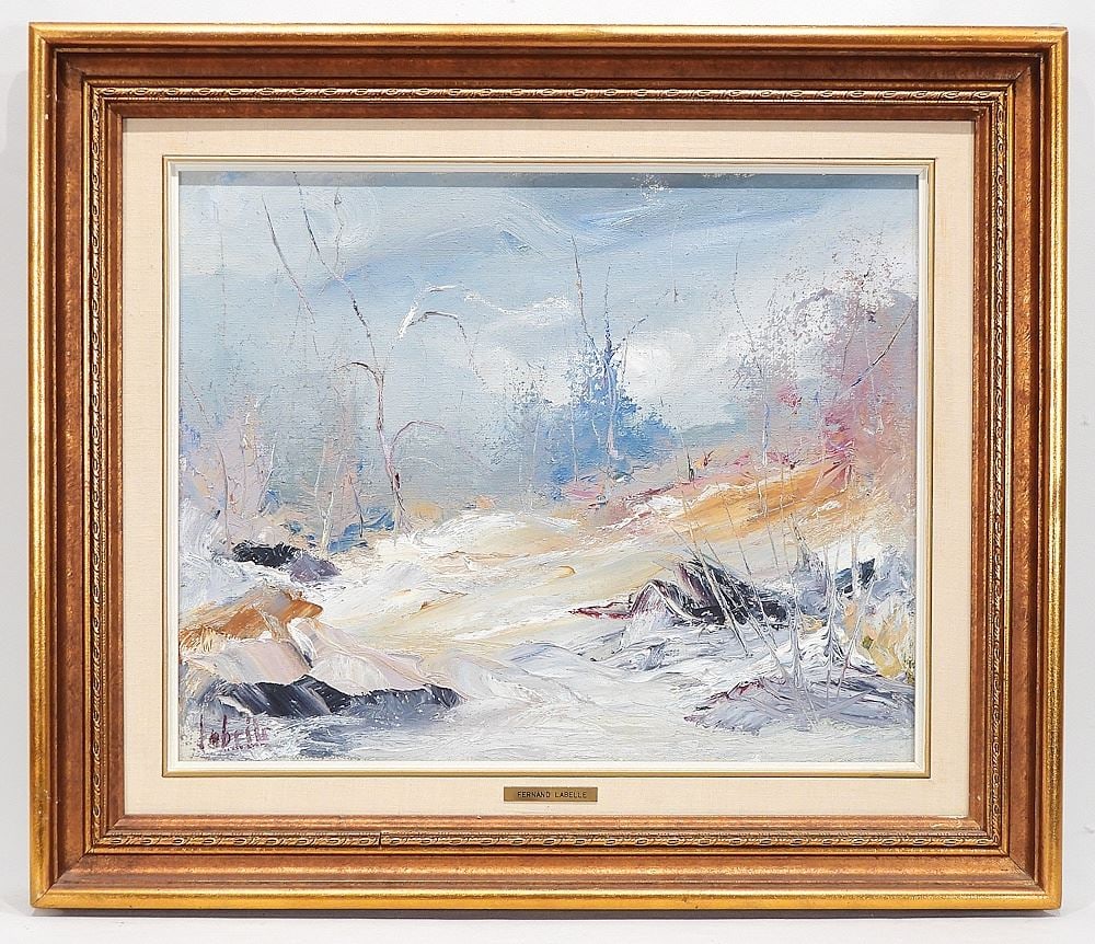 Oil on Canvas signed (Fernand) LaBelle, 16 x 20", "Landscape in "Snow" No.375. (1 of 5)