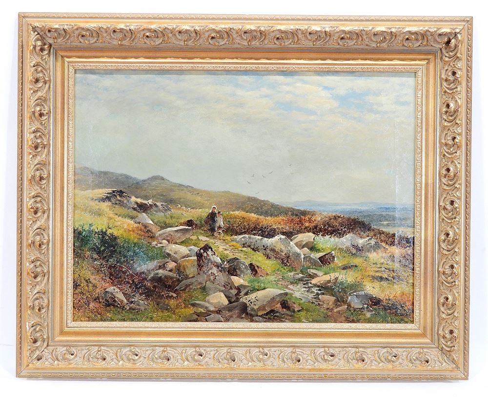 Oil on Canvas signed David Bates 1880, 18 x 24" "A Hillside Path - Malvern". (1 of 14)