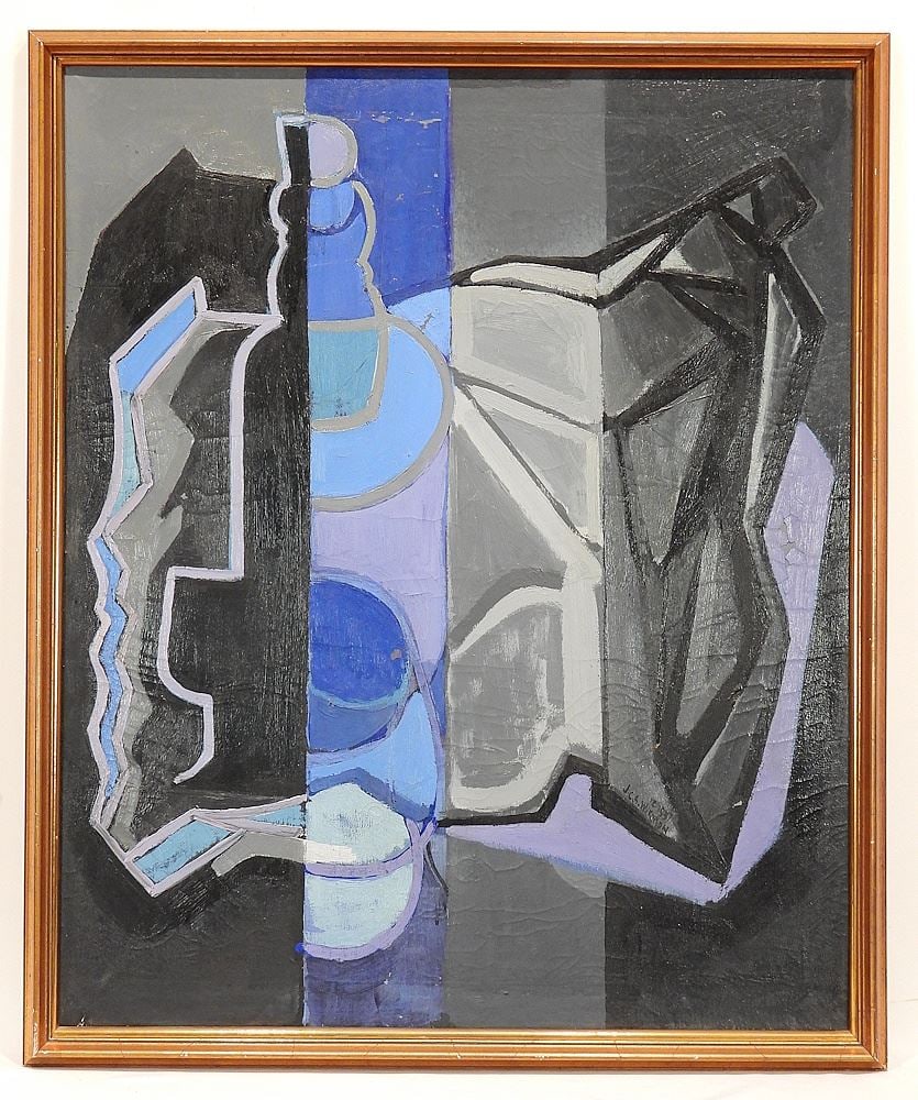 Oil on Canvas signed Jack Wilkinson 2.1957, 33 3/4 x 27 3/4", "Abstract Composition". (1 of 8)
