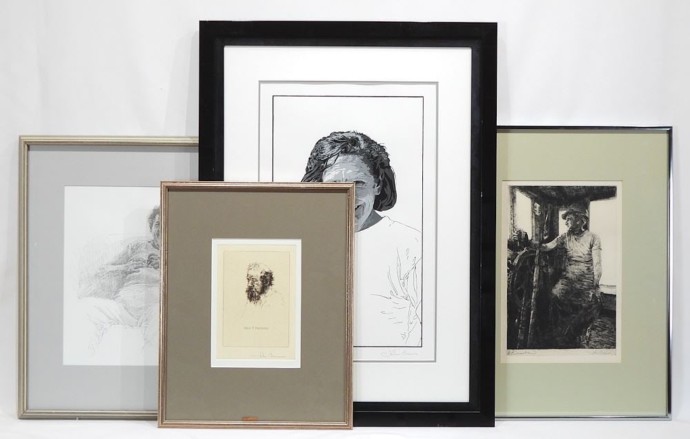 Four Prints signed John Benn, Largest 21 x 13 1/2", "Portrait Subjects". (1 of 8)