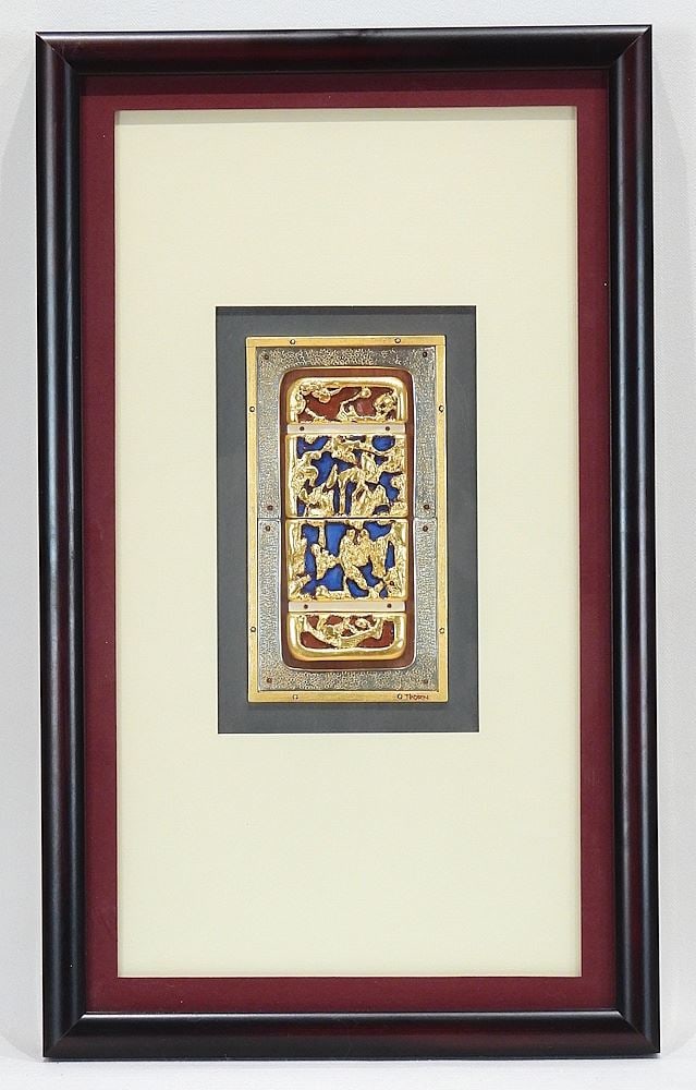 Wall Jewel signed (Anthony) Thorn, 6 x 3 1/4", "Figures in a Landscape" (1 of 5)