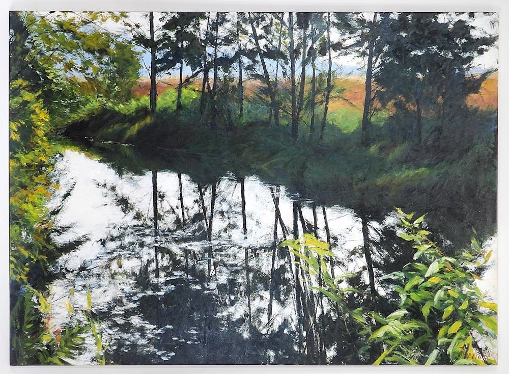 Oil on Canvas signed (Dan) Fleurian, 42 x 58", "#1 Grant Narrows Reflection Study" 2009. (1 of 5)