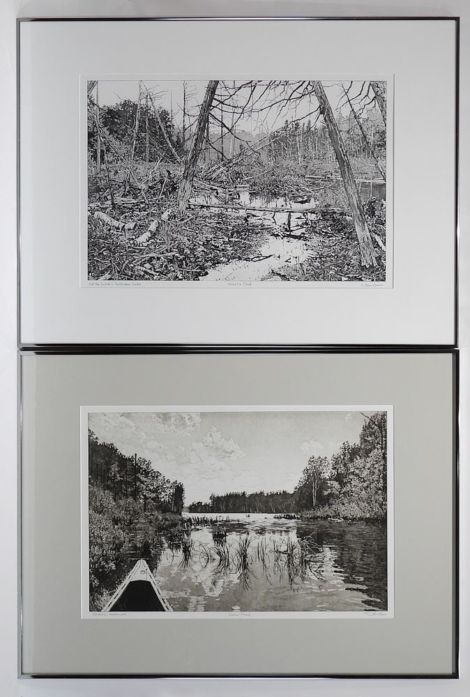 Three Etchings signed John Benn, Largest 17 x 24 1/2", "Lake Subjects" (glazing noted o (1 of 11)