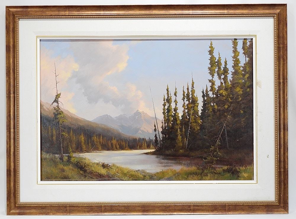 Oil on Canvas signed Karl E. Wood, 36 x 24", "Mt Waptu Yoho National Park BC". (1 of 5)
