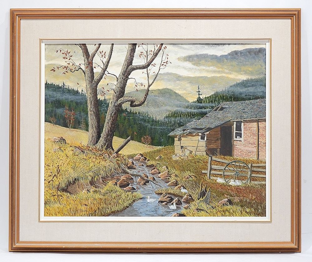Acrylic on Board signed Ron Vermeiren 1978, 22 x 28", "Pennsylvania God's Countr (1 of 6)