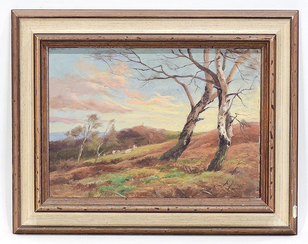 Oil on Canvas signed H. (Henry) Peach, 10 x 14" "Country Landscape". (1 of 4)
