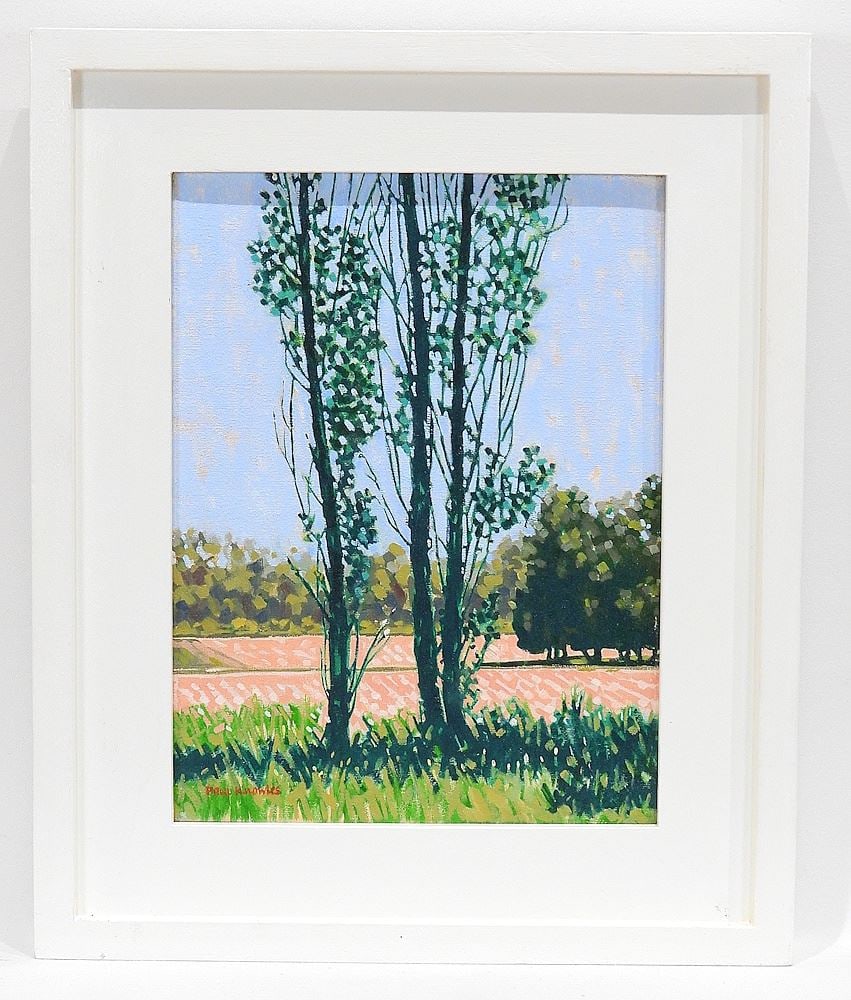 Oil on Canvas signed Paul Knowles, 12 x 8", "Trees in Farmland".: Oil on Canvas signed Paul Knowles, 12 x 8", "Trees in Farmland".