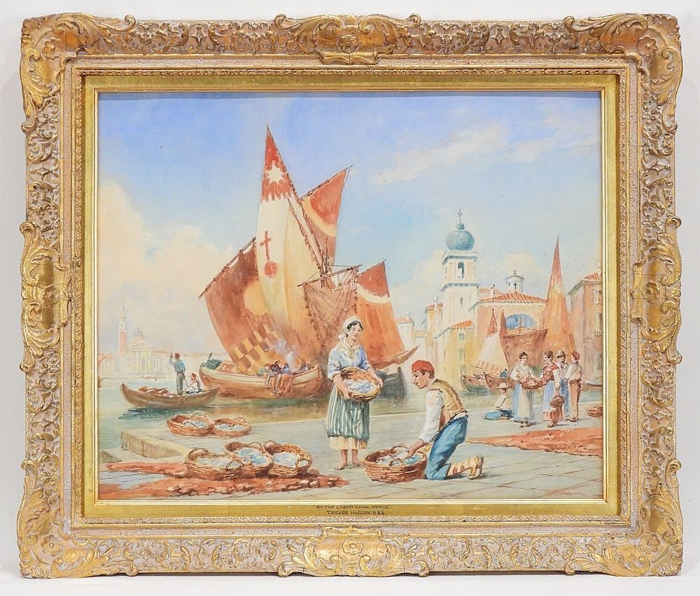 Watercolour Attrib. to Trevor Hadden RBA, 14 1/2 x 18", "By The Grand Canal Venice". (1 of 4)