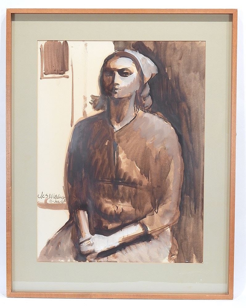 Gouach & Watercolour signed J.C.S. (Jack Craig Seaton) Wilkinson, 24 x 18", "Portrait II" Ja (1 of 4)