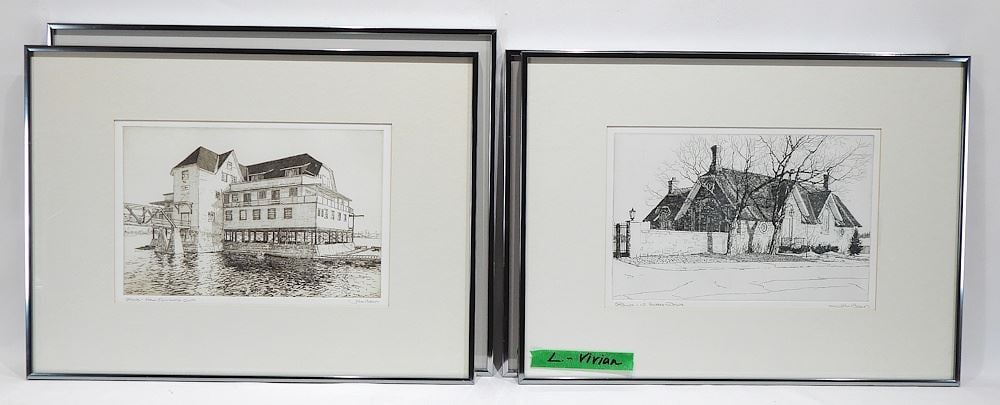 Four Etchings signed John Benn, Largest 10 3/4 x 15 3/4", "Various Subjects". (1 of 7)