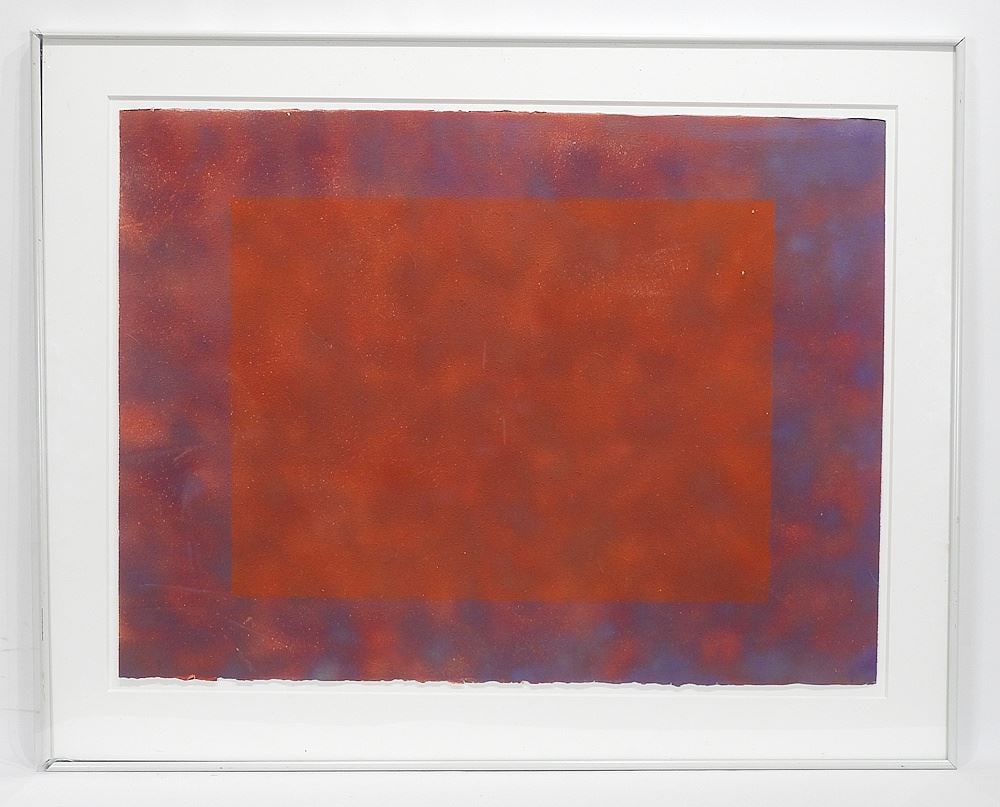 Enamel on Paper signed (Claude) Tousignant-03, 22 1/4 x 29 3/4" "Poeme Aeroscolair" (Rouge: Enamel on Paper signed (Claude) Tousignant-03, 22 1/4 x 29 3/4" "Poeme Aeroscolair" (Rouge