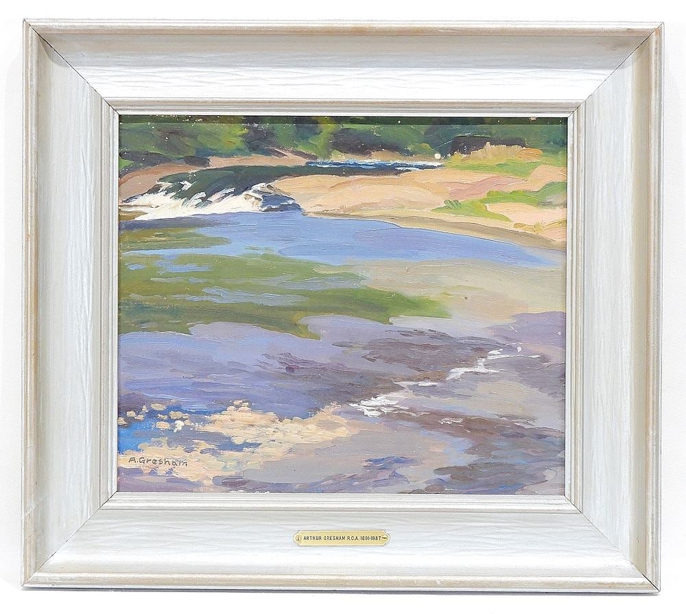 Oil on Board signed A. (Arthur) Gresham, 10 x 12", "Muskoka River". (1 of 4)