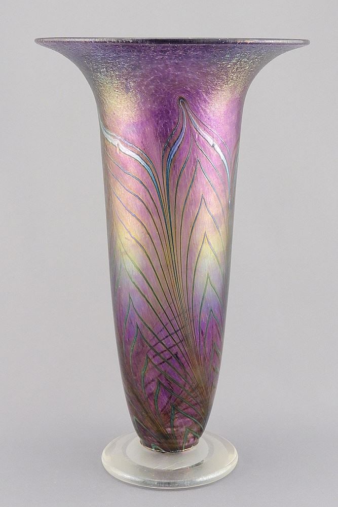 Art Glass Vase signed Robert Held w/Foil Label, 11 1/2"h. (1 of 6)
