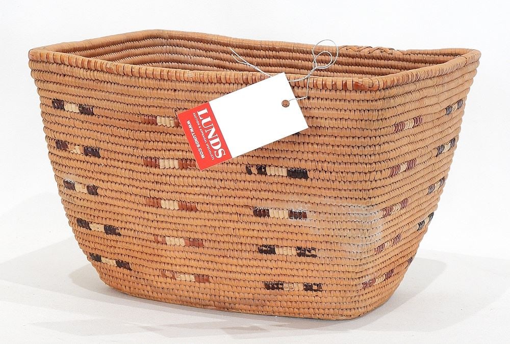 Salish Tapered Basket, 6 3/4 x 10 7/8 x 8 1/4" (discolouration noted). (1 of 4)