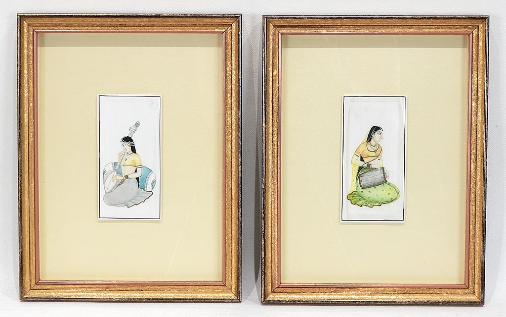 Two South Asian Miniatures on Panel, Each 3 7/8 x 2", "Musicians", CANADIAN BIDDERS ONLY. (1 of 3)