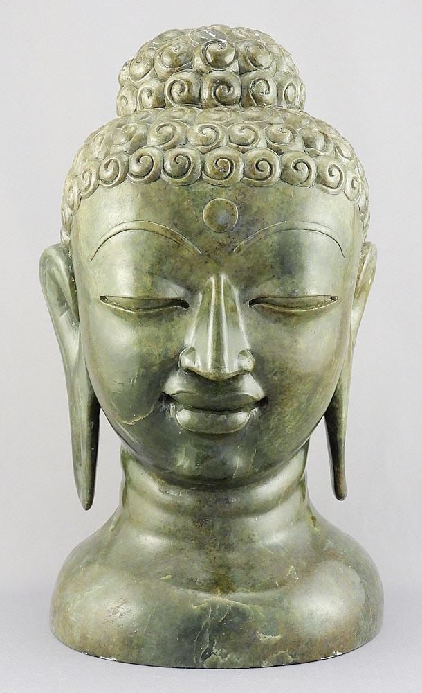 South Asian Stone Head of "The Buddha", 11 5/8"L (weight noted). (1 of 4)
