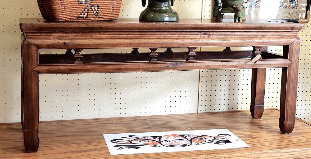 Old Chinese Rosewood Bench, 19 1/4 x 45 5/8 x 13". (1 of 3)
