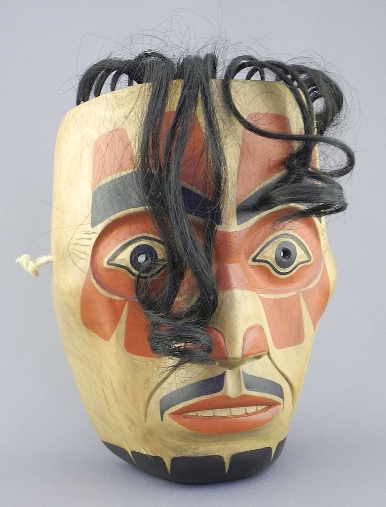 Northwest Coast "Portrait" Mask signed C. Hindle '80, 8 3/4"h. (1 of 3)