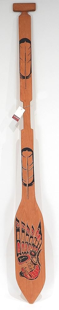 Carved & Painted Paddle signed Jeffrey Paul. (1 of 5)