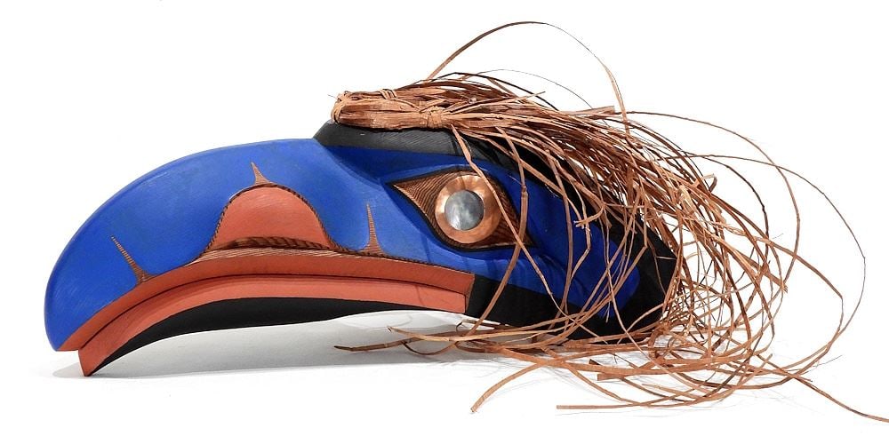 Kwagiulth Articulated Mask signed E. (Eugene) A. Hunt, 15 3/4" "Bird Form". (1 of 4)