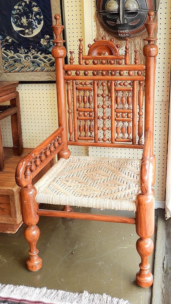 Pair of Saudi "Pidha" Hand Carved Spindle Work Armchairs. (1 of 5)