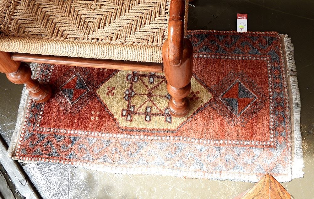 Persian Cotton & Wool Mat, 1'10" x 3'3". (1 of 2)