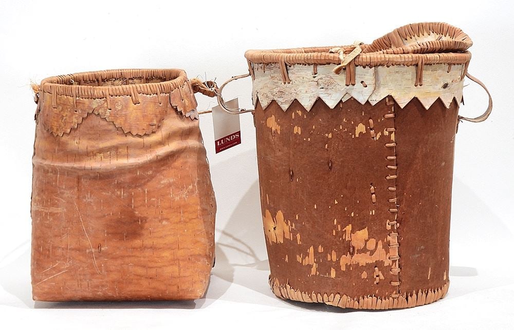 Two Birch Bark Baskets, 10 1/4 & 11 1/2"h (as found). (1 of 4)
