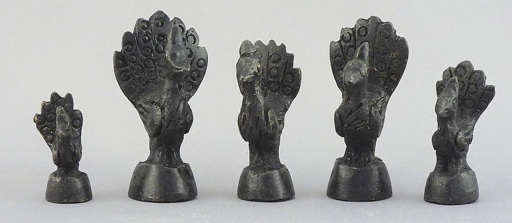 Set of Burmese Bronze Hintha Bird Opium Weights, 1 3/8 - 2 3/8"h, 213g: Set of Burmese Bronze Hintha Bird Opium Weights, 1 3/8 - 2 3/8"h, 213g