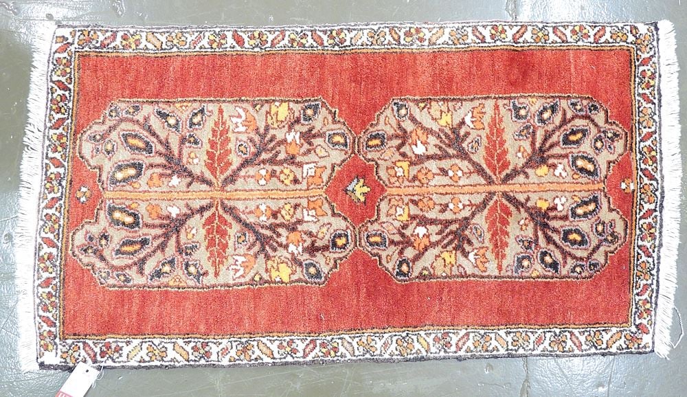 Persian Cotton & Wool Mat, 3'6" x 1'10". (1 of 3)