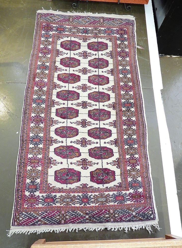 Bokhara Wool Carpet Approximately 2'7" x 4'10". (1 of 3)