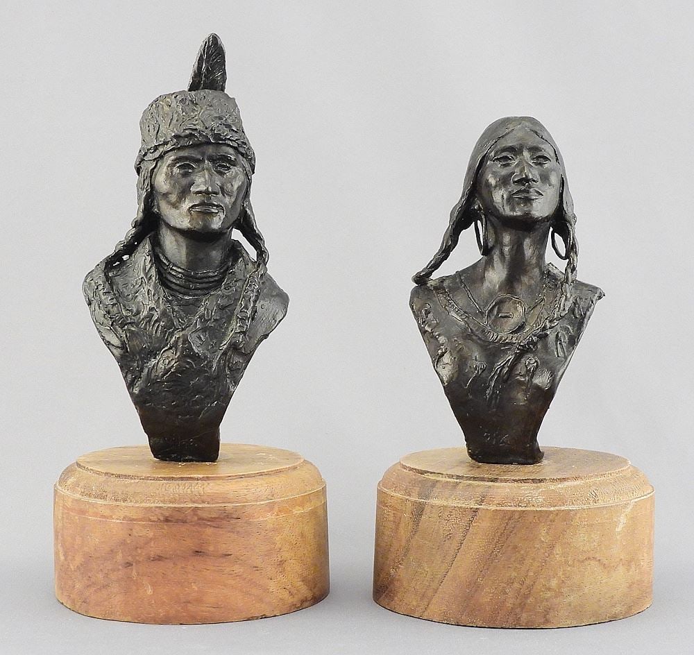 Pair of Bronze Figures signed M.J. McKenzie, Tallest 5 3/4". (1 of 4)