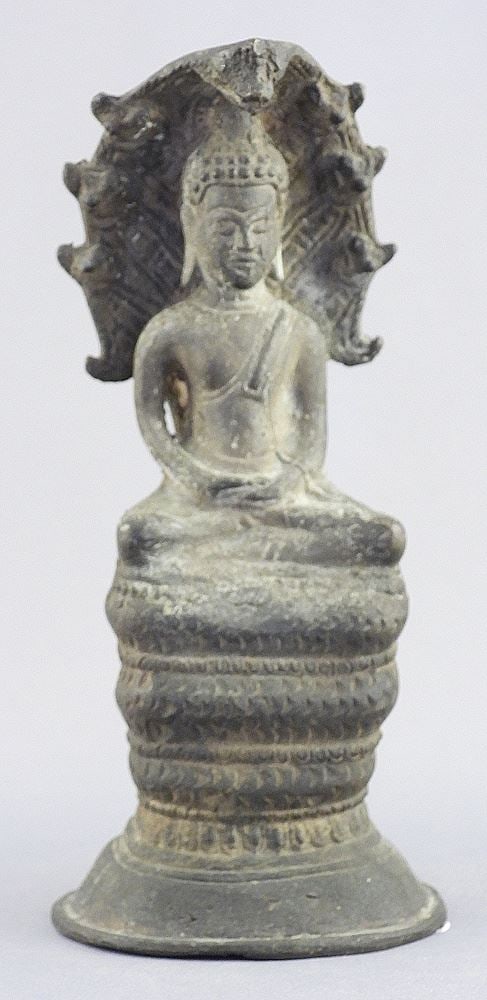 Cambodian Copper Alloy Figure of the Buddha, 7 1/2"h.: Cambodian Copper Alloy Figure of the Buddha, 7 1/2"h.