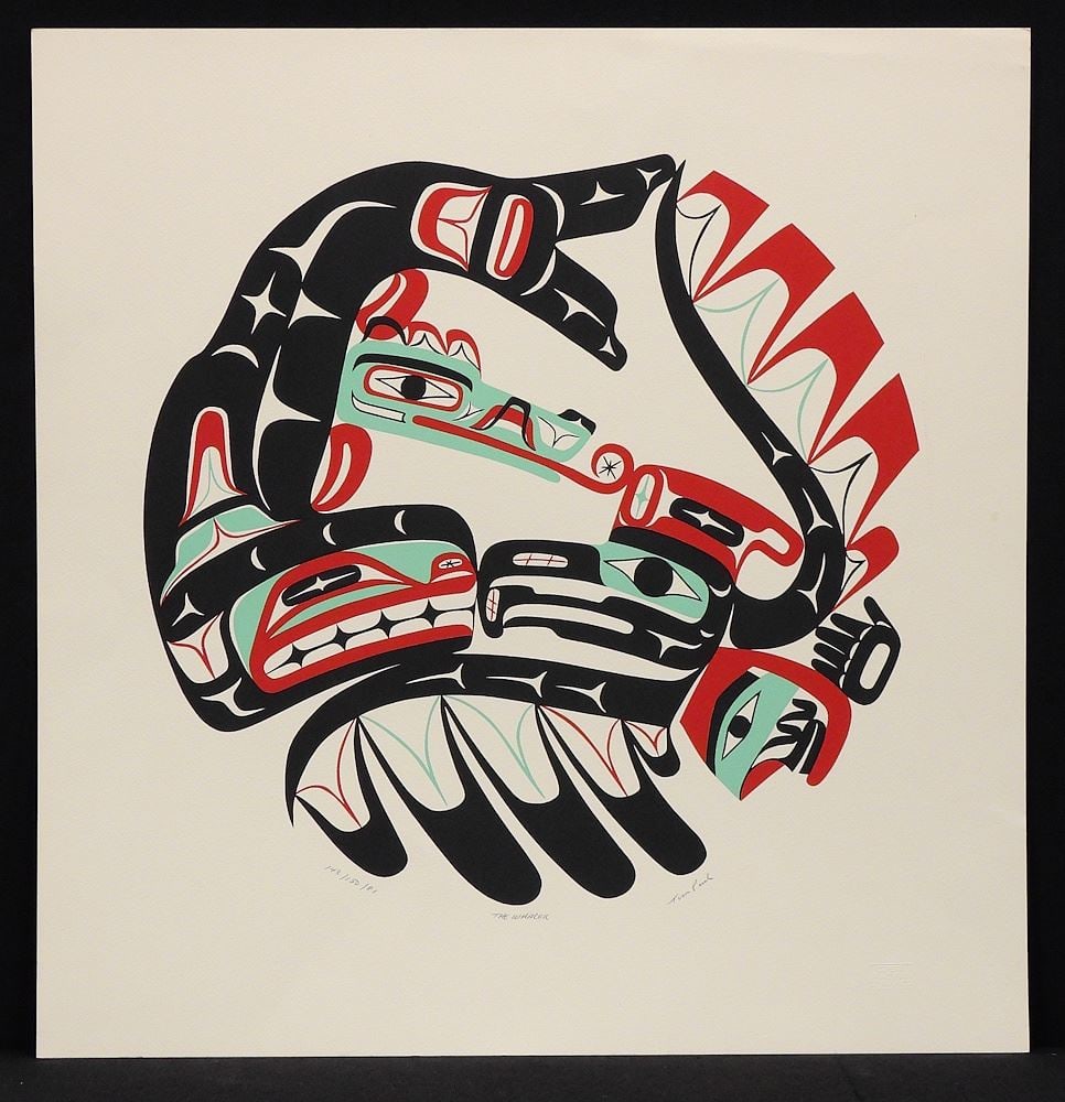 Nuu-Chah-Nulth Serigraph signed Tim Paul, 22 1/8 x 21 1/2", "The Whaler" #143/150/81. (1 of 3)
