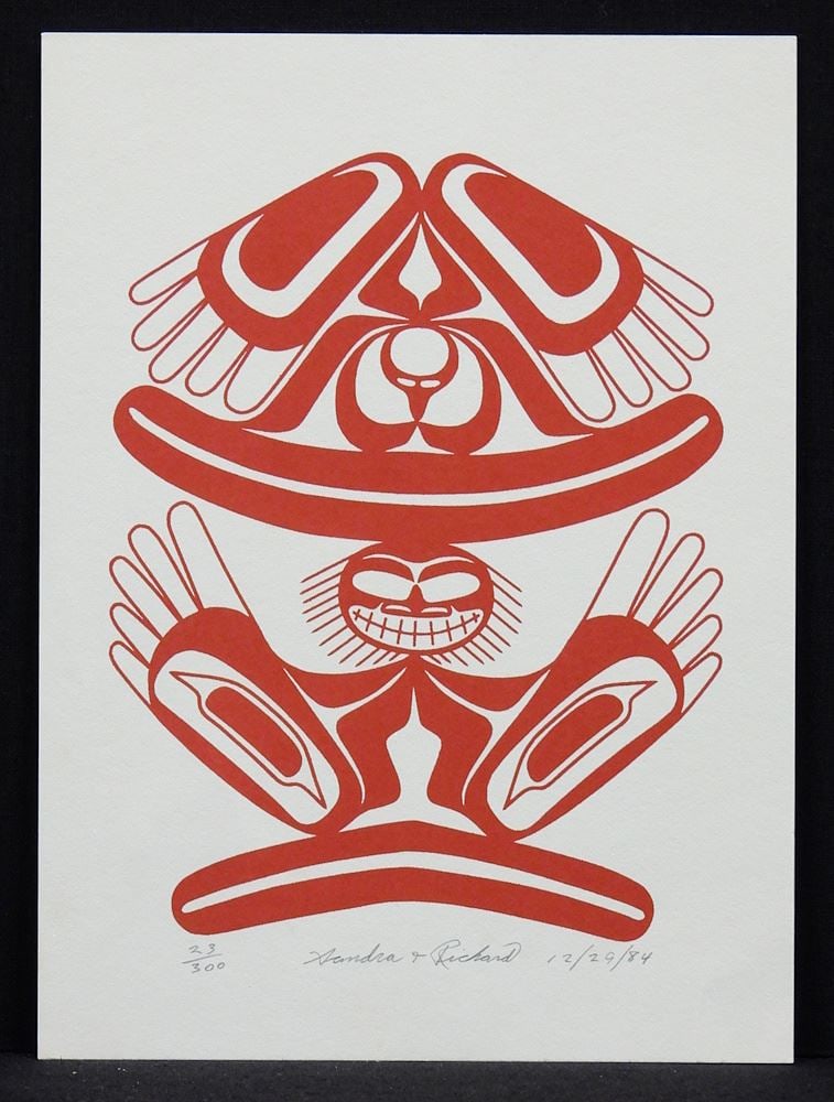 Serigraph signed Sandra & Richard (Hunt), 10 x 7 3/8", "Untitled" #23/ 300, 12/29/89. (1 of 3)